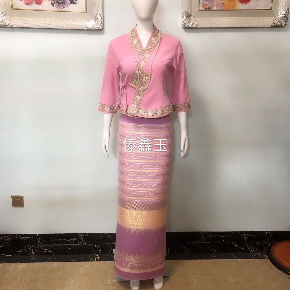 Batik Sarong Wrap - 2pcsThailand Long-gyi 스커트 Dai 민족 의류