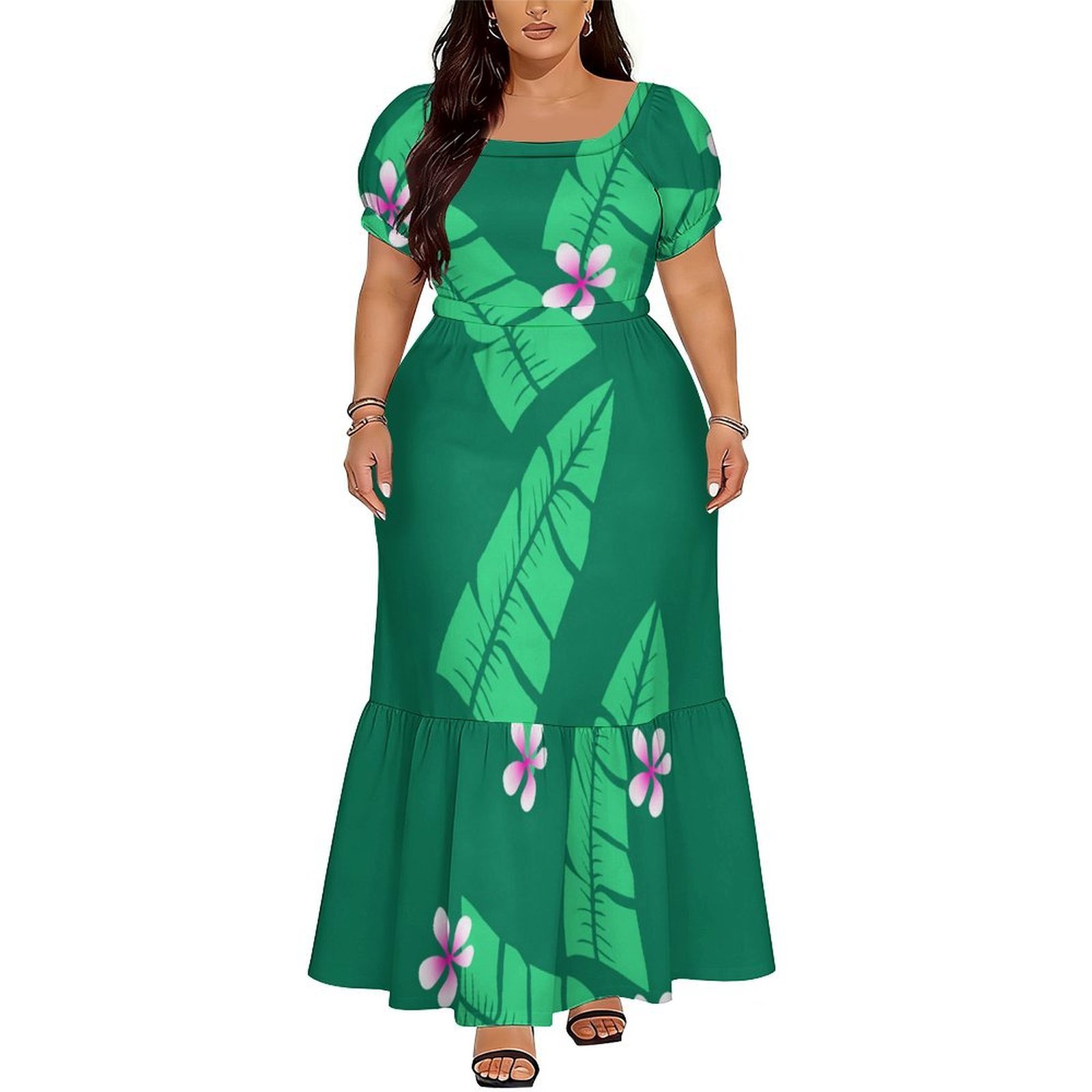 Ethnic Gown - 폴리네시아 사모아 스타일의 편안한 여성용 반팔