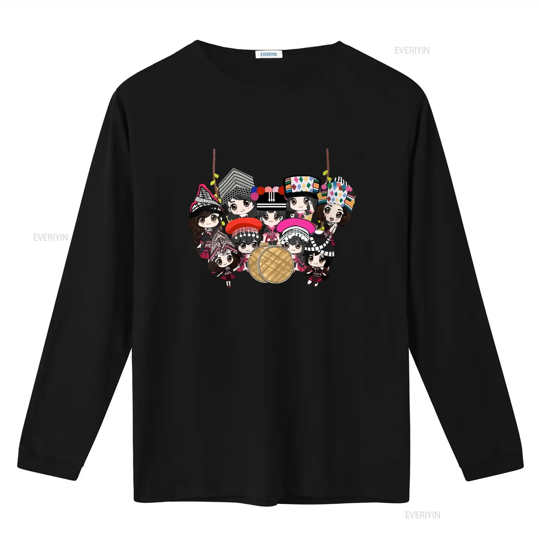 9명의 몽족 소녀들을 그린 만화 프린트 티셔츠 U1K5 - Fashion Ethnic Wear For Men 리뷰 및 가격