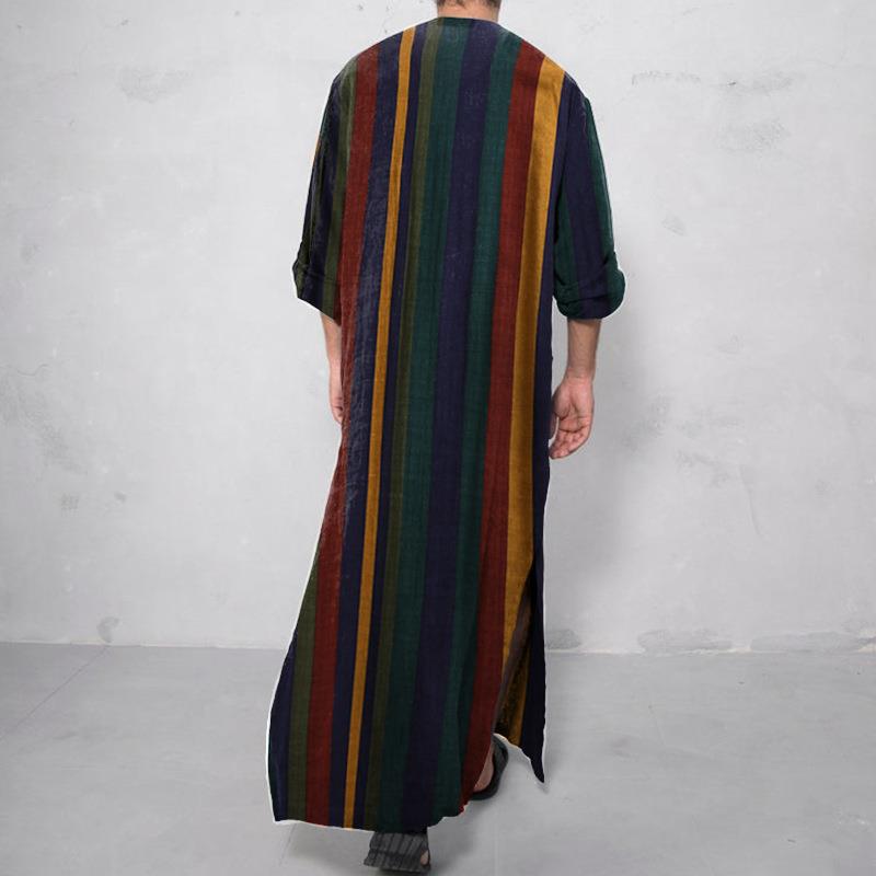 프린트 롱 남성 셔츠, 롱 로브 스타일 에스닉 중국풍  - Fashion Ethnic Wear For Men 리뷰 및 가격