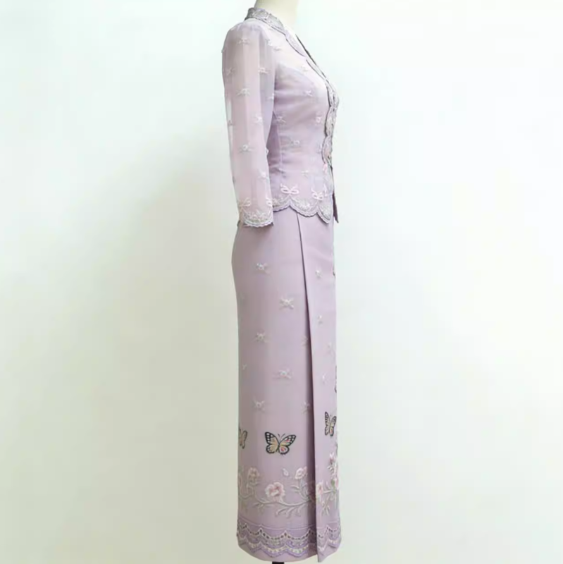 리틀 니오냐 의류 나비꽃 자수 레이스 V넥 여성 세트 - Batik Sarong Wrap 리뷰 및 가격