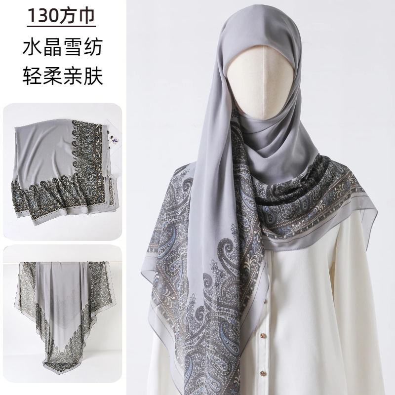 대형 스퀘어 스카프 인쇄 거즈 하이 엔드 느낌 실크 스 - Go Ethnic Fashion 리뷰 및 가격