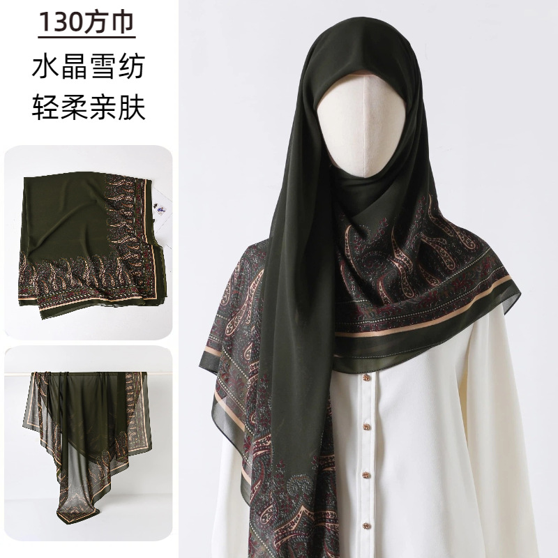 대형 스퀘어 스카프 인쇄 거즈 하이 엔드 느낌 실크 스 - Go Ethnic Fashion 리뷰 및 가격