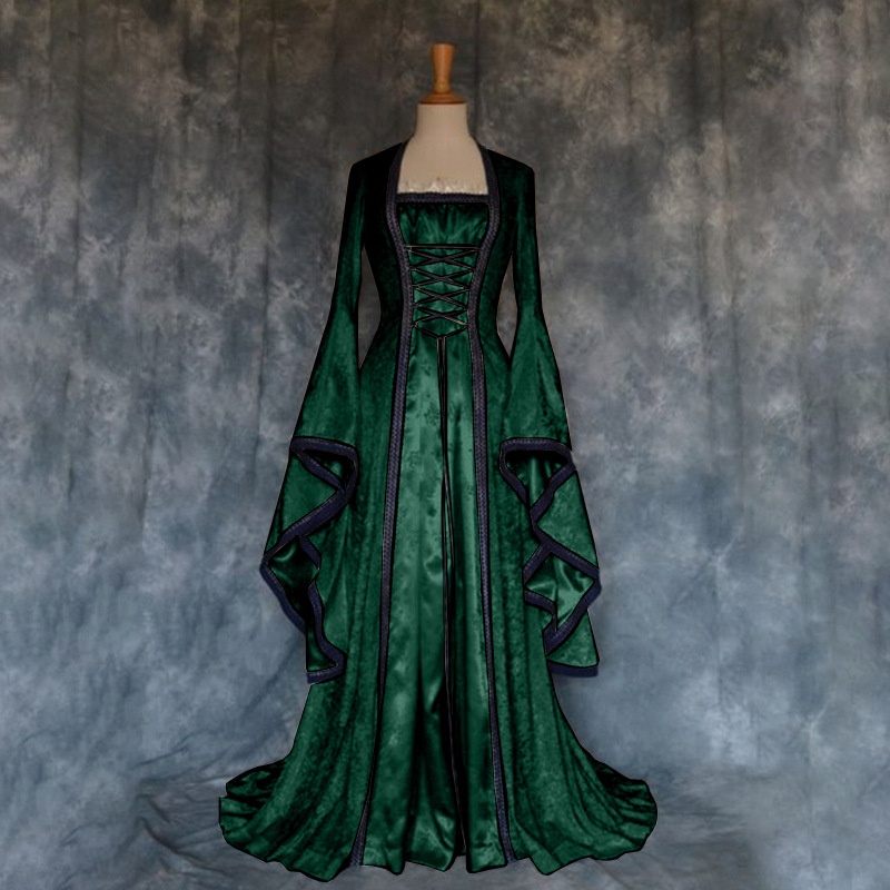 레트로 중세풍 코트 드레스 여성 가운 스커트 벨 슬리브 - Ethnic Gown 리뷰 및 가격