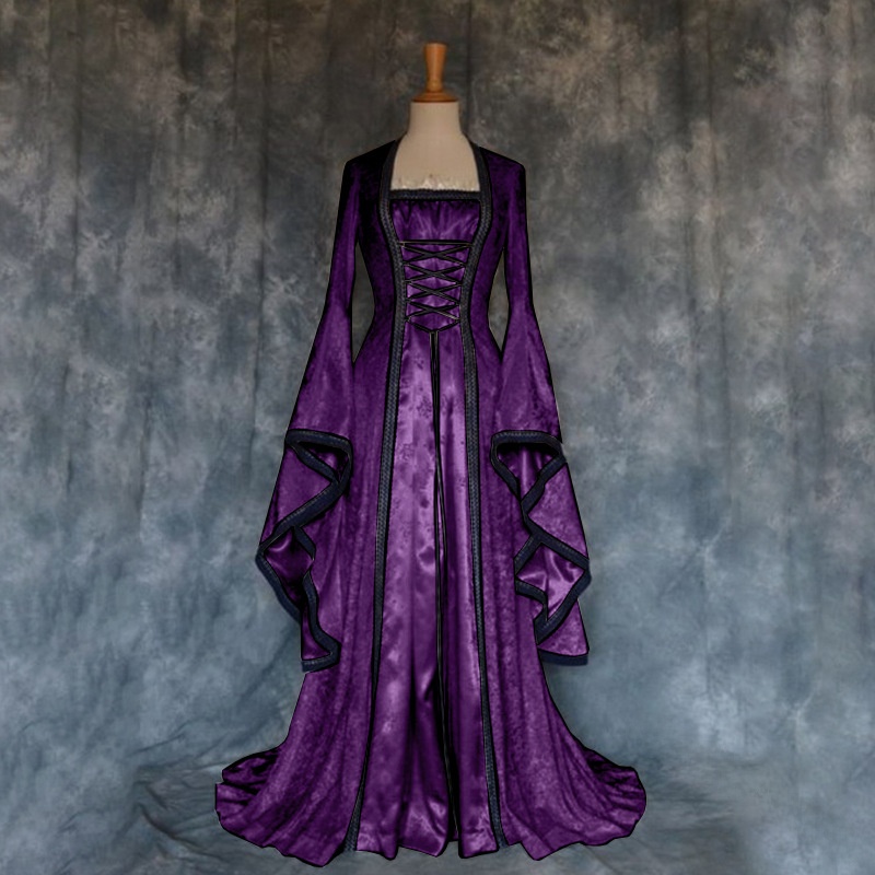 레트로 중세풍 코트 드레스 여성 가운 스커트 벨 슬리브 - Ethnic Gown 리뷰 및 가격
