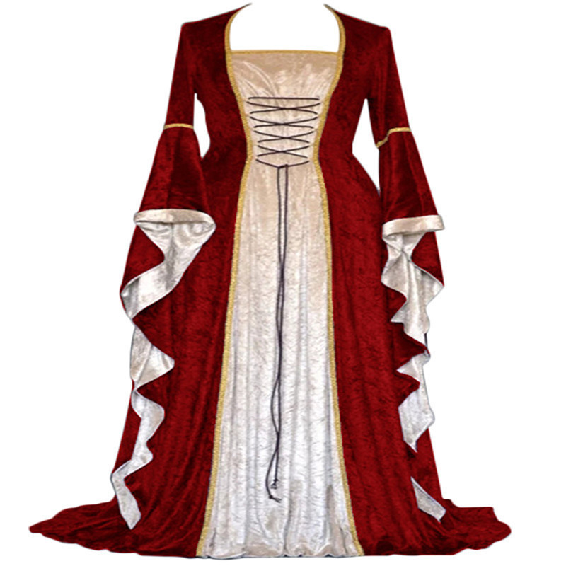 레트로 중세풍 코트 드레스 여성 가운 스커트 벨 슬리브 - Ethnic Gown 리뷰 및 가격