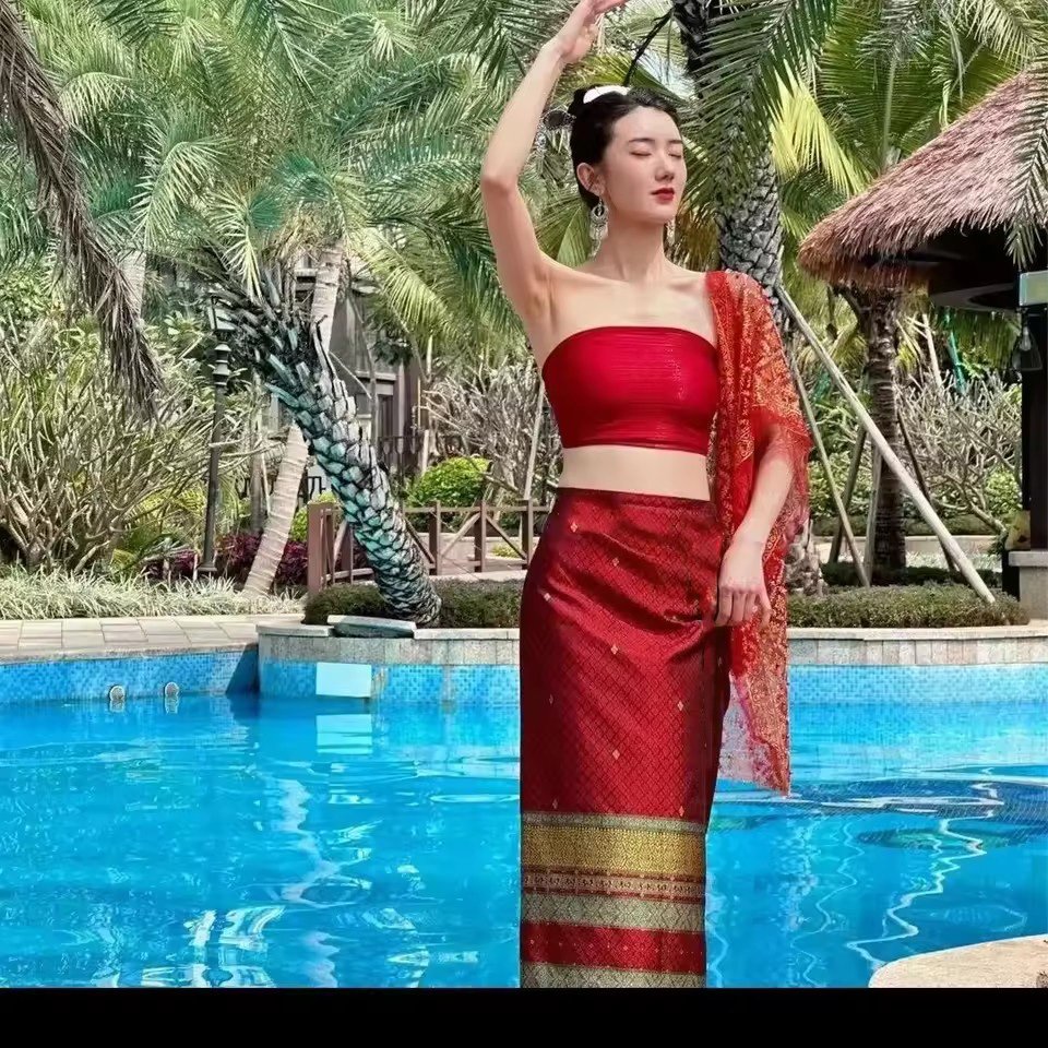 여성 태국 전통 의상 2 세트 태국 드레스 민족 의상  - Batik Sarong Wrap 리뷰 및 가격