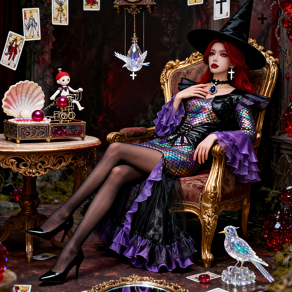 다크 머메이드 롱 드레스 의상 여성 코스프레 공연 의상 - Ethnic Gown 리뷰 및 가격