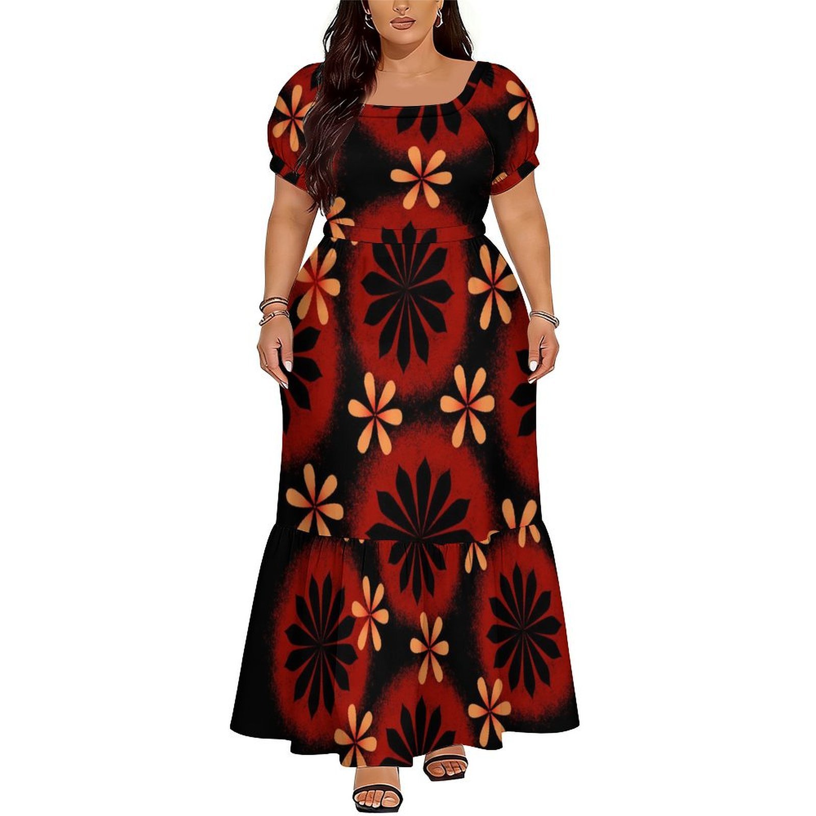 폴리네시아 사모아 스타일의 편안한 여성용 반팔 드레스, - Ethnic Gown 리뷰 및 가격