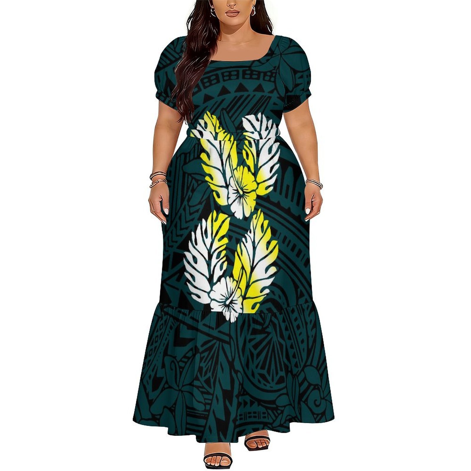 폴리네시아 사모아 스타일의 편안한 여성용 반팔 드레스, - Ethnic Gown 리뷰 및 가격